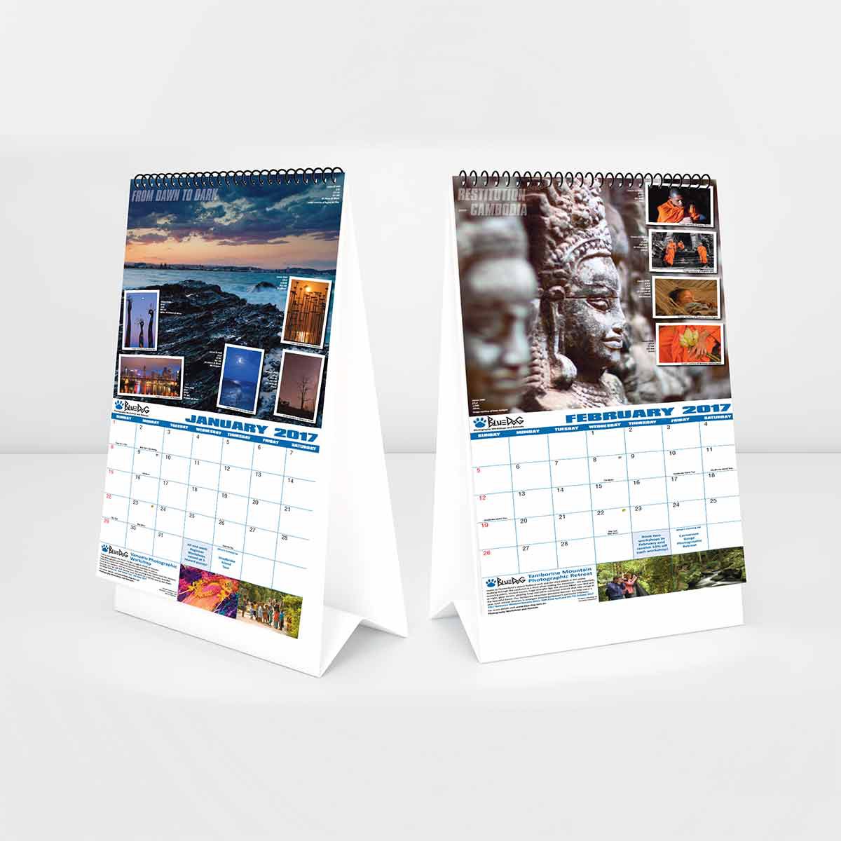 Desktop and wall promotional calendars designed by Linda Butler of GGA Graphics