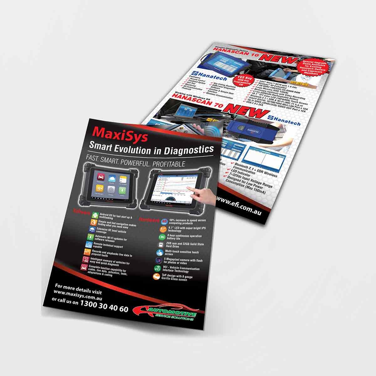 A4 flyers for Automotive Service Solutions designed by Linda Butler of GGA Graphics